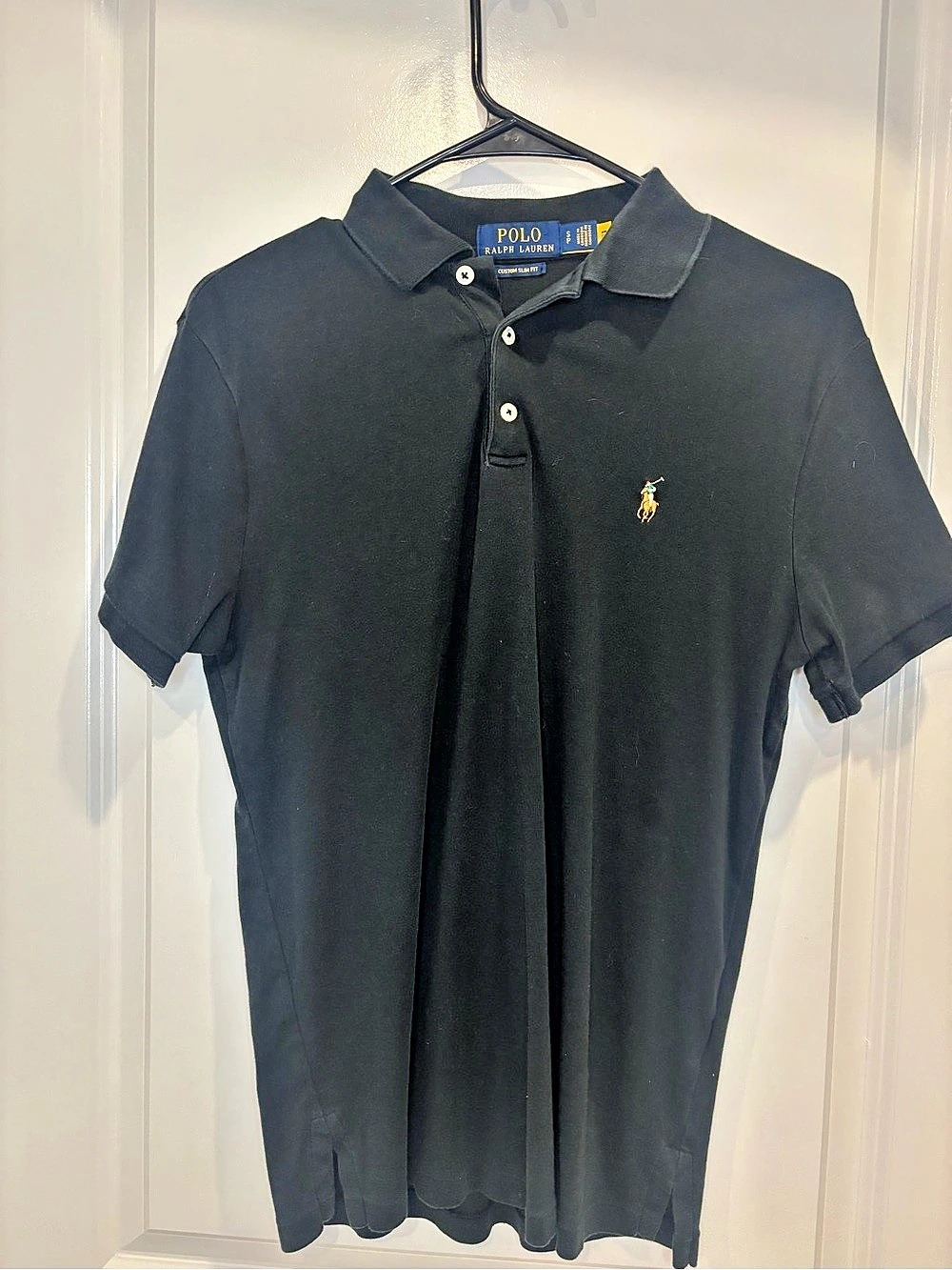 Polo Ralph Lauren Custom Slim Fit Mesh Polo Shirt Black Small